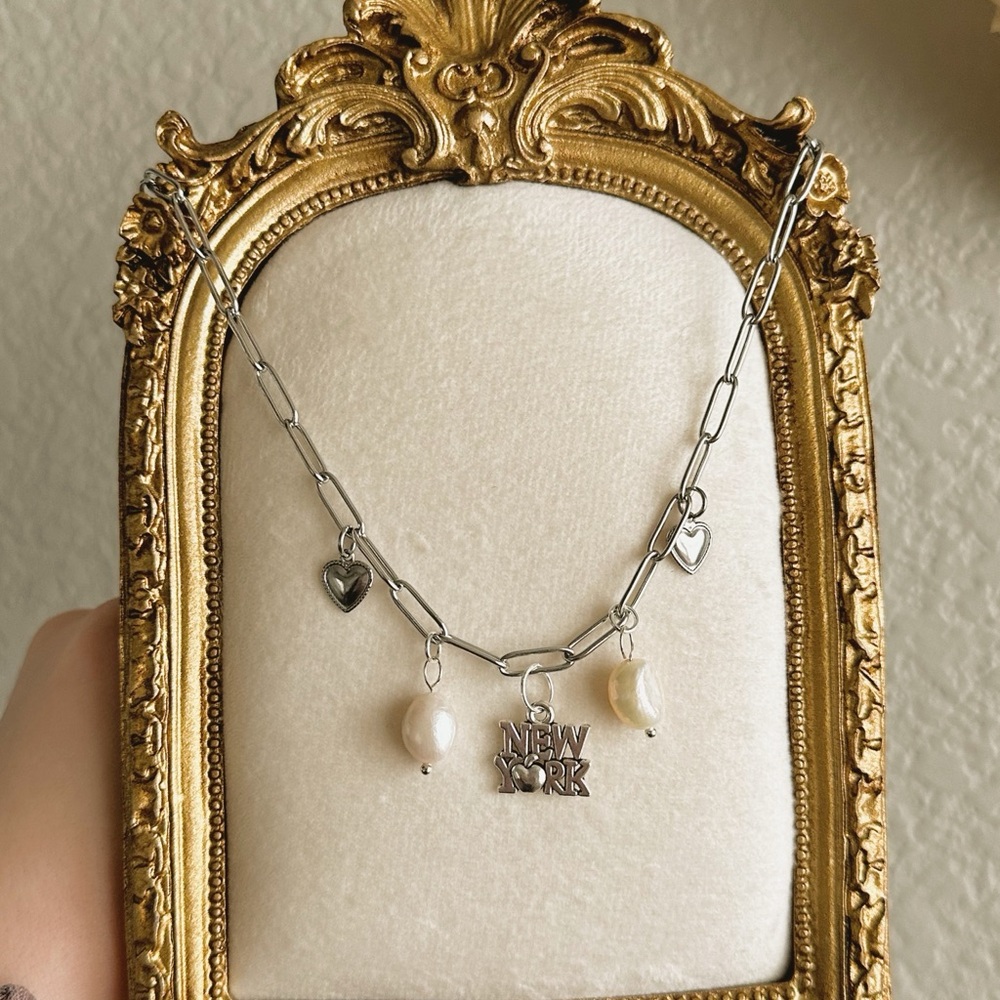 Silver Plated New York City Inspired Charm Necklace